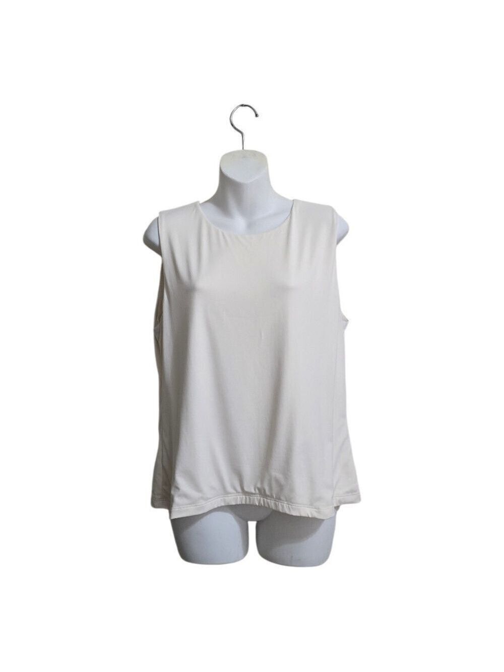 Tahari Modern Essentials Crew Neck Sleeveless Stretch Tank Top In Ivory Sz XL